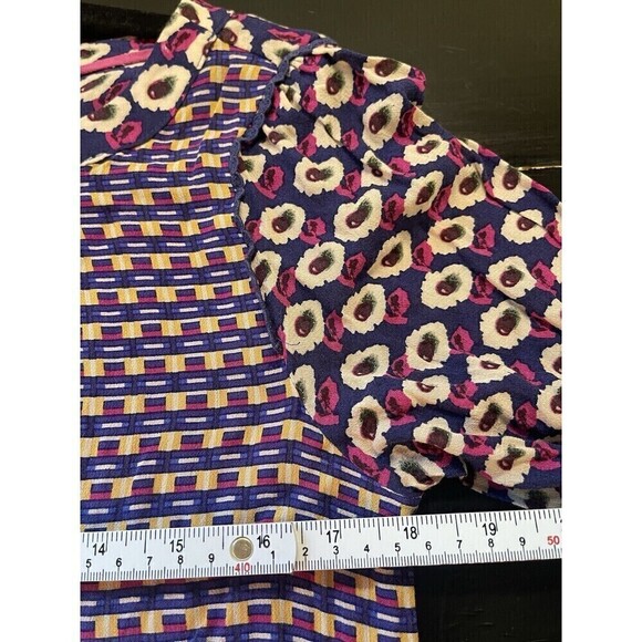 Anthropologie Maeve Purple Multicolor Cheyenne Peplum Top Small - Picture 7 of 7